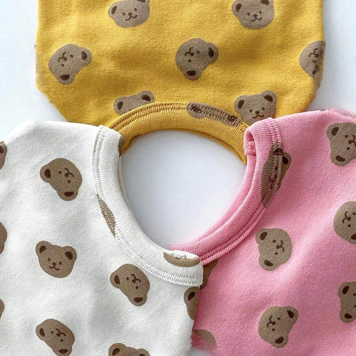 Bear Print Round Neck Pet Top