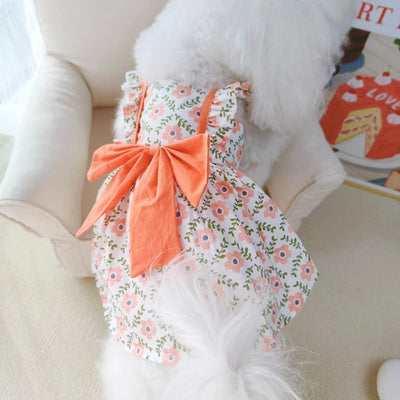Big bow flower pet skirt cute dog clothes