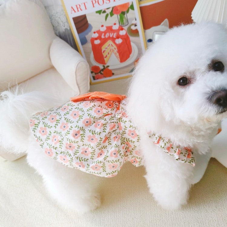 Big bow flower pet skirt cute dog dress