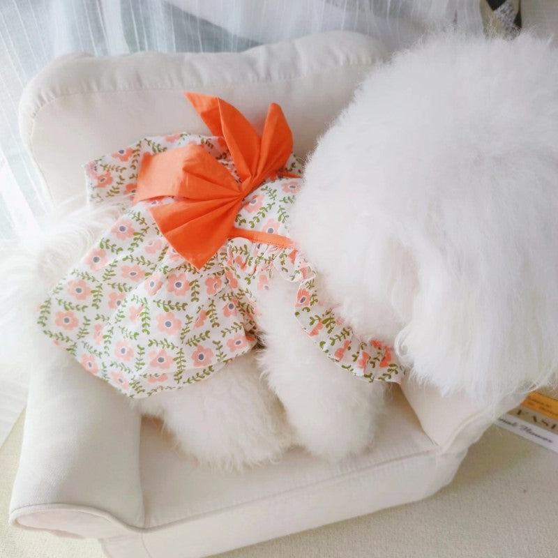 Big bow flower pet skirt dog clothes 