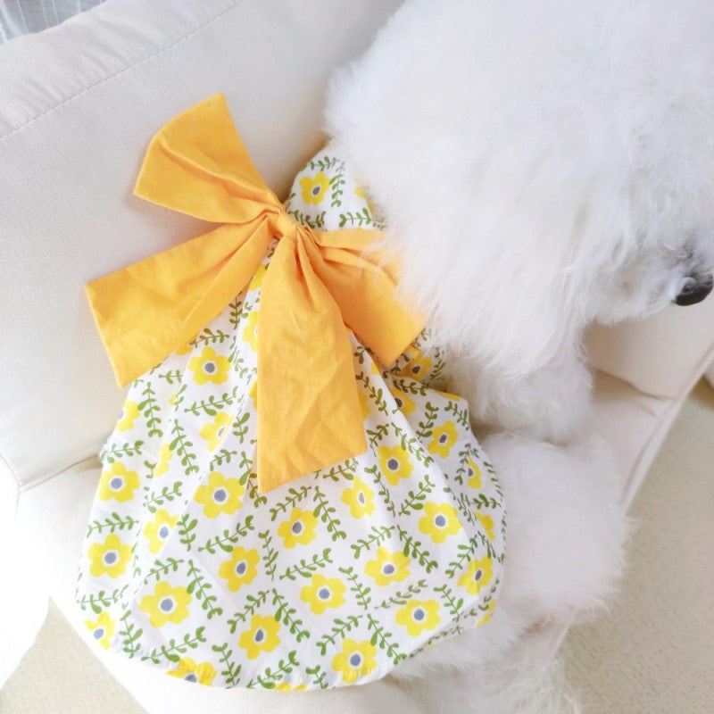 Big bow flower pet skirt small dog dress