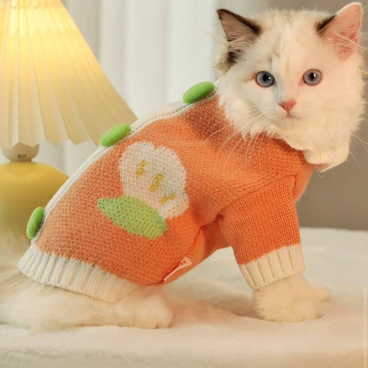 cute cat floral sweatshirt warm knitwear