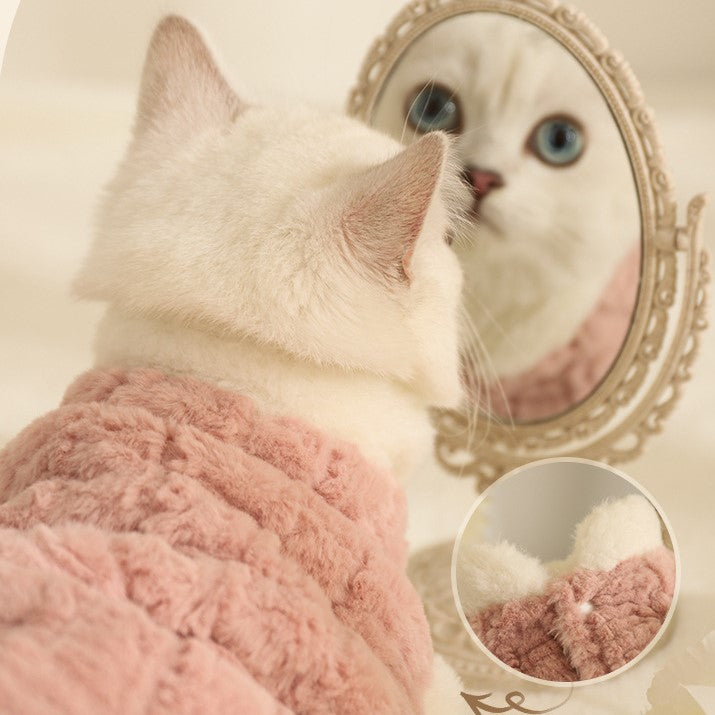 turtleneck faux fur warm jacket button front closure cat clothe