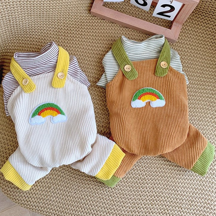 cats and dogs rainbow pet jumpsuit and stripes sweatshirt