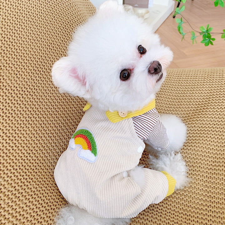 cute rainbow pet jumpsuit and stripes sweatshirt for small dogs