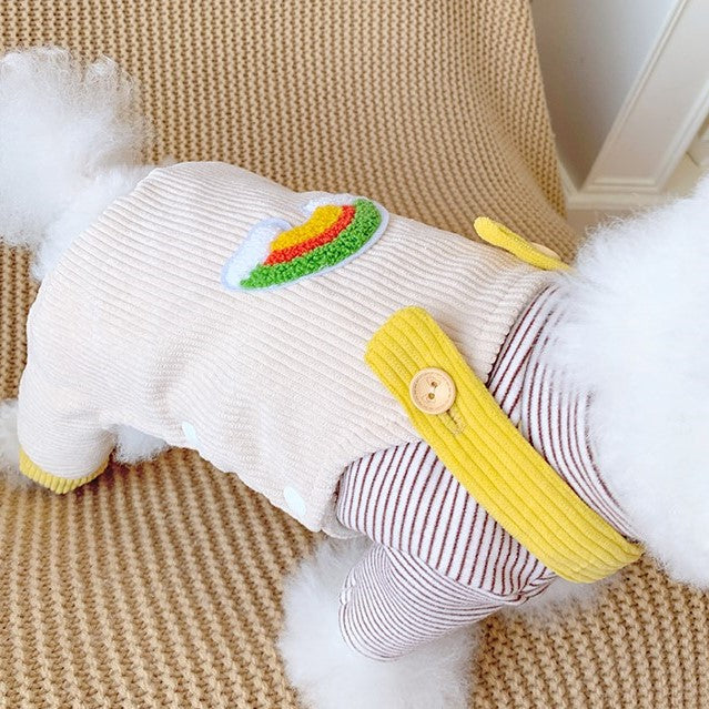 cute stripes sweatshirt and rainbow pet jumpsuit for small dogs