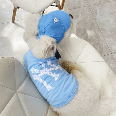 dog baseball cap dog hat LA dodgers light blue