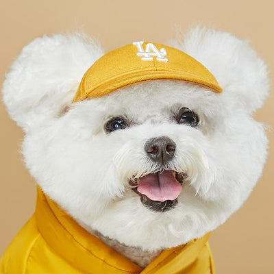 dog baseball cap small dog hat LA dodgers yellow