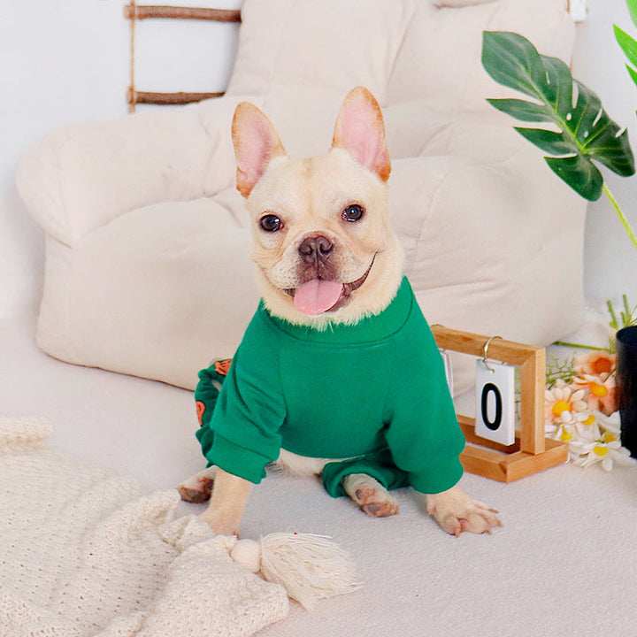 dogs cute tiger pajamas onesie clothes in green color