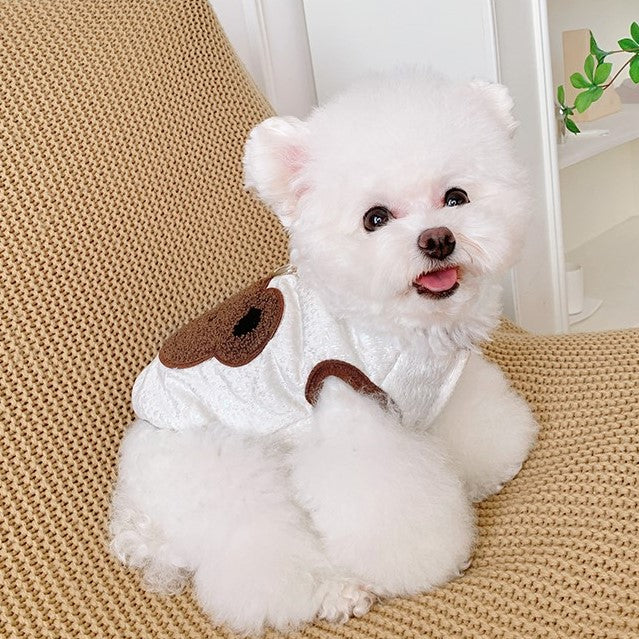 fluffy bear button through vest with hook cute dogs clothes