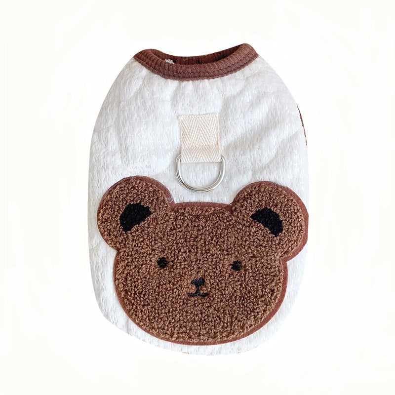 fluffy bear button through vest with hook cute dogs jacket