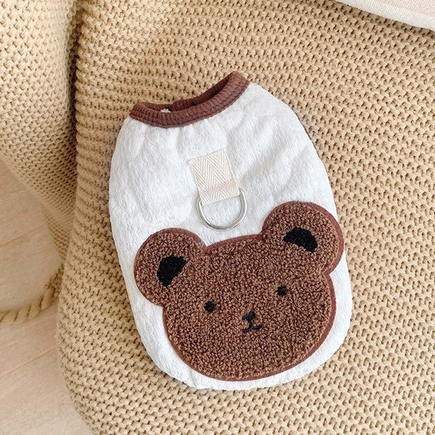 fluffy bear button through vest with hook for dogs