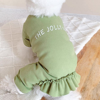  jolly day mermaid tail girl dog pajamas onesie in green color