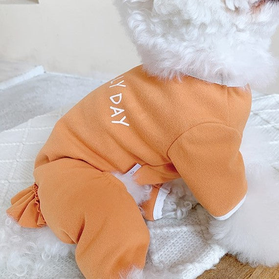jolly day mermaid tail small dogs pajamas onesie in orange color