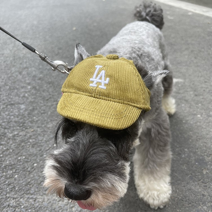 LA olive corduroy small dog baseball cap