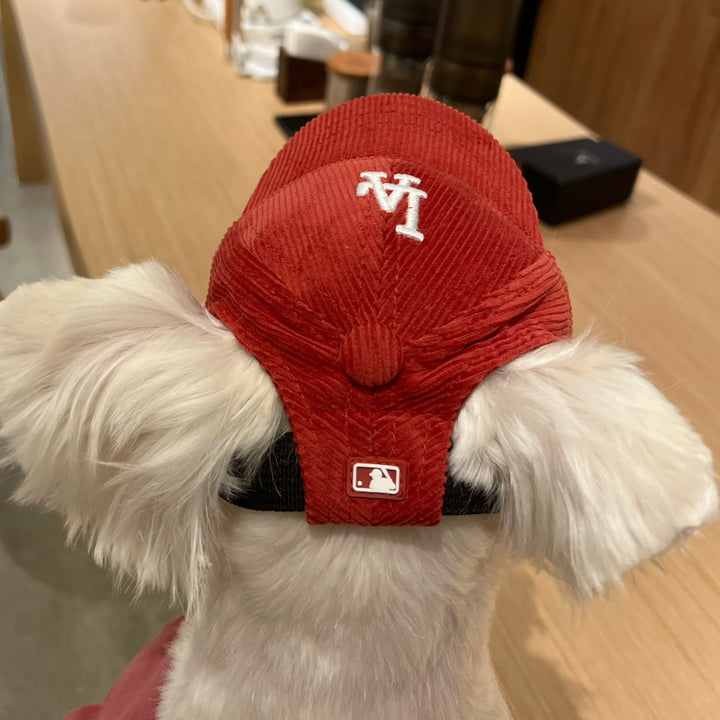 LA red corduroy dog baseball cap