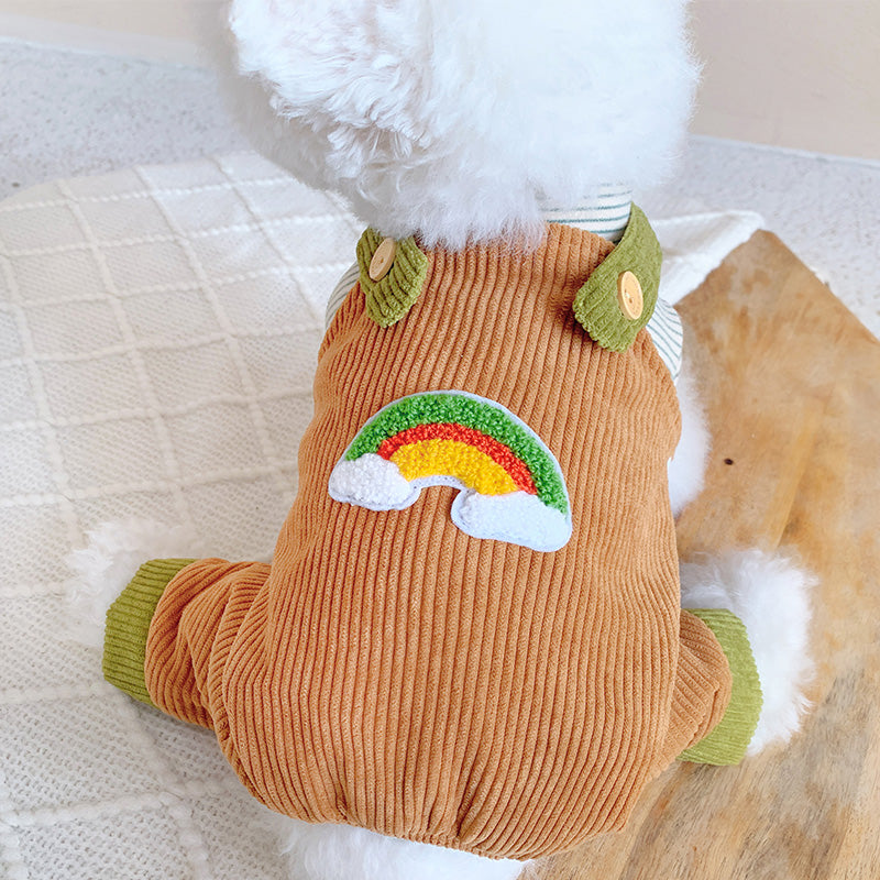 rainbow pet jumpsuit and stripes sweatshirt for cats and dogs