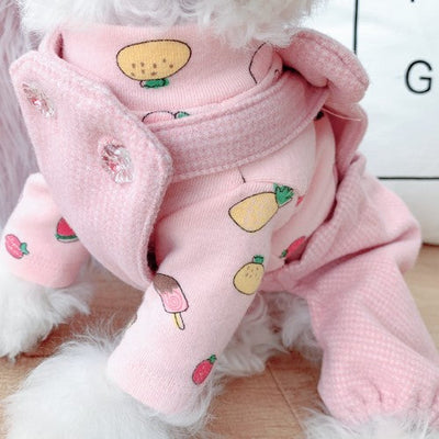 small dog bear jumpsuit cute clothes in pink color