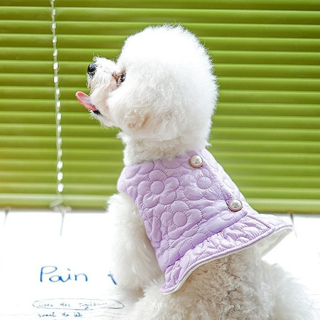 Korean styles pink small dog dress with pearl buttons closure