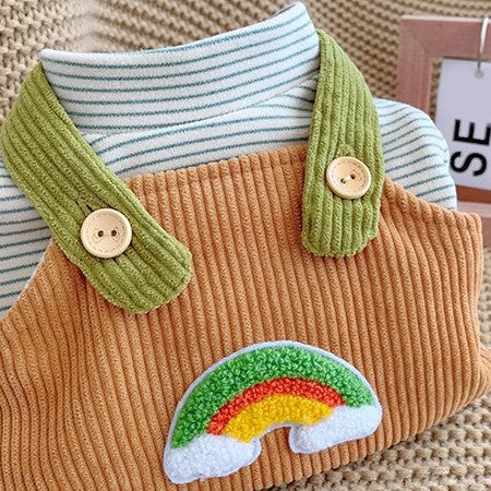 small dogs rainbow pet jumpsuit and stripes clothes