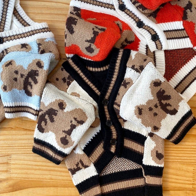 teddy bear sweaters cardigans for cat and small dog