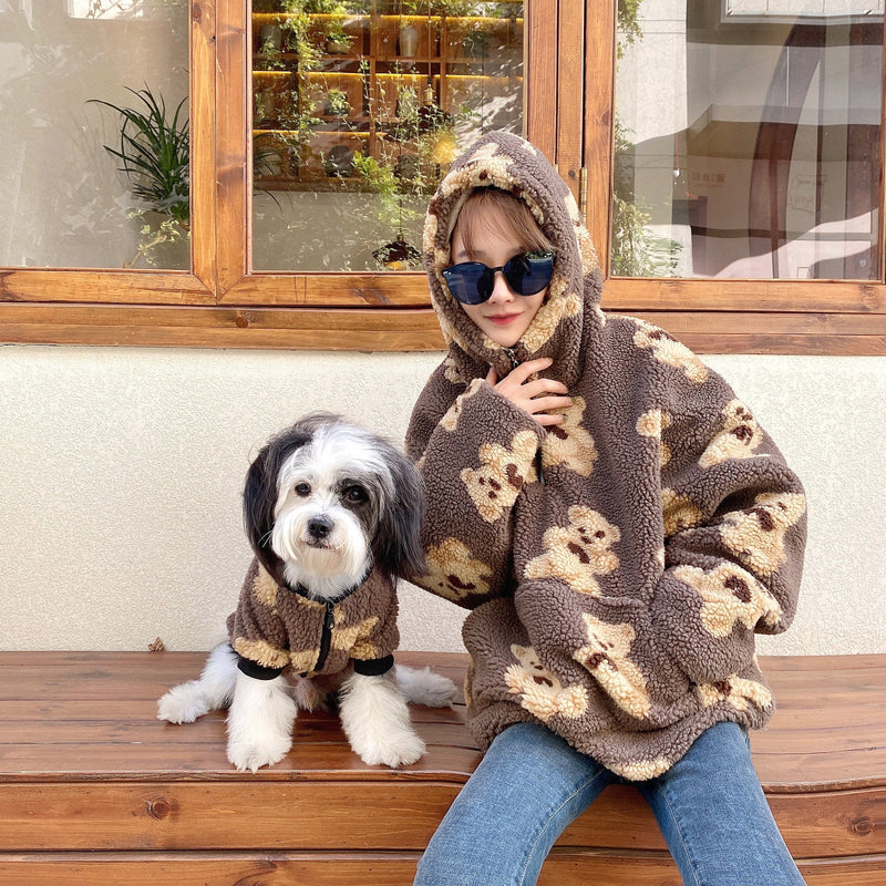 teddy hoodie pet owner matching outfit for small dog and pet owner