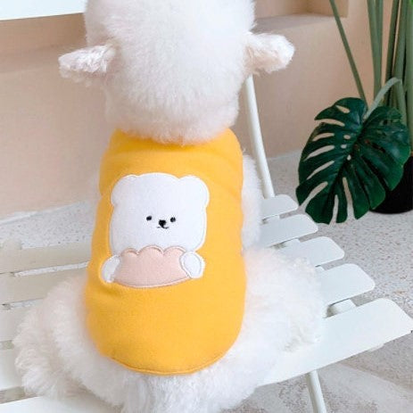 Bear Eating Biscuit Cotton Vest Dog Clothes Small Dog Bichon Clothes Fall Winter Puppy Clothes Dog Sweater Tops Warm Clothing for Cats Puppy