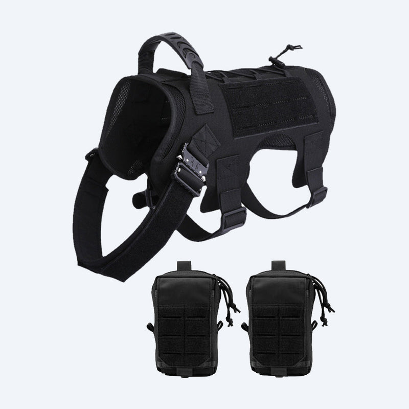 Tactical Dog Harness No Pull with Pouch Military Dog Harness Tactical Dog Vest with Molle & Sturdy Handle Military Dog Harness for Training