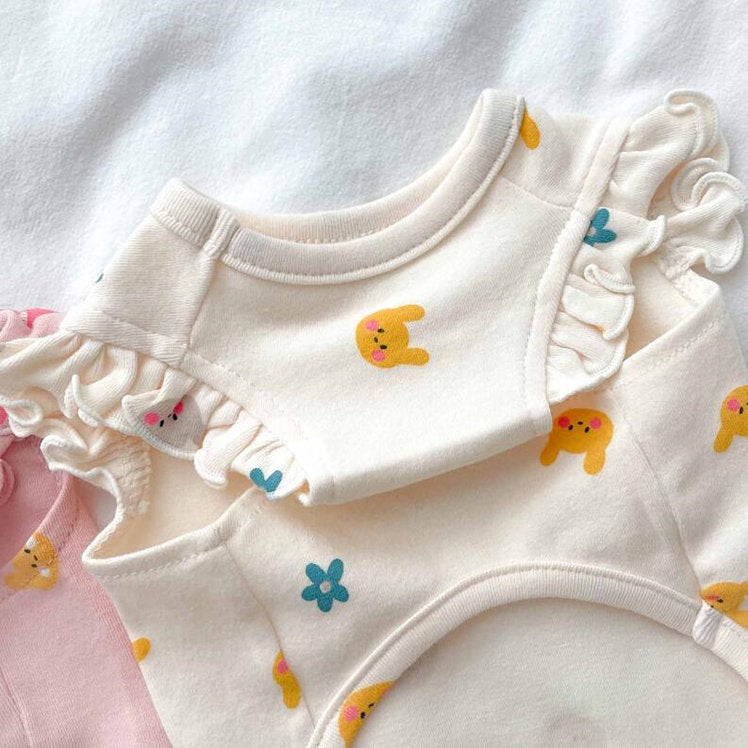 Cute Bunny Ruffle Short Sleeve Pet Top