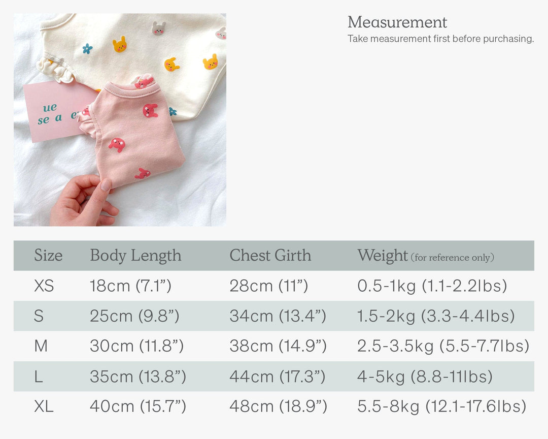 Cute Bunny Ruffle Short Sleeve Pet Top