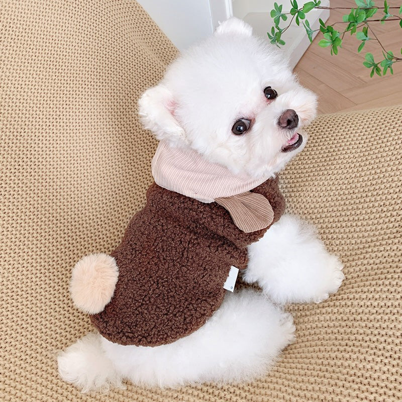 cute dog pom jacket hoodie sweater pet clothes