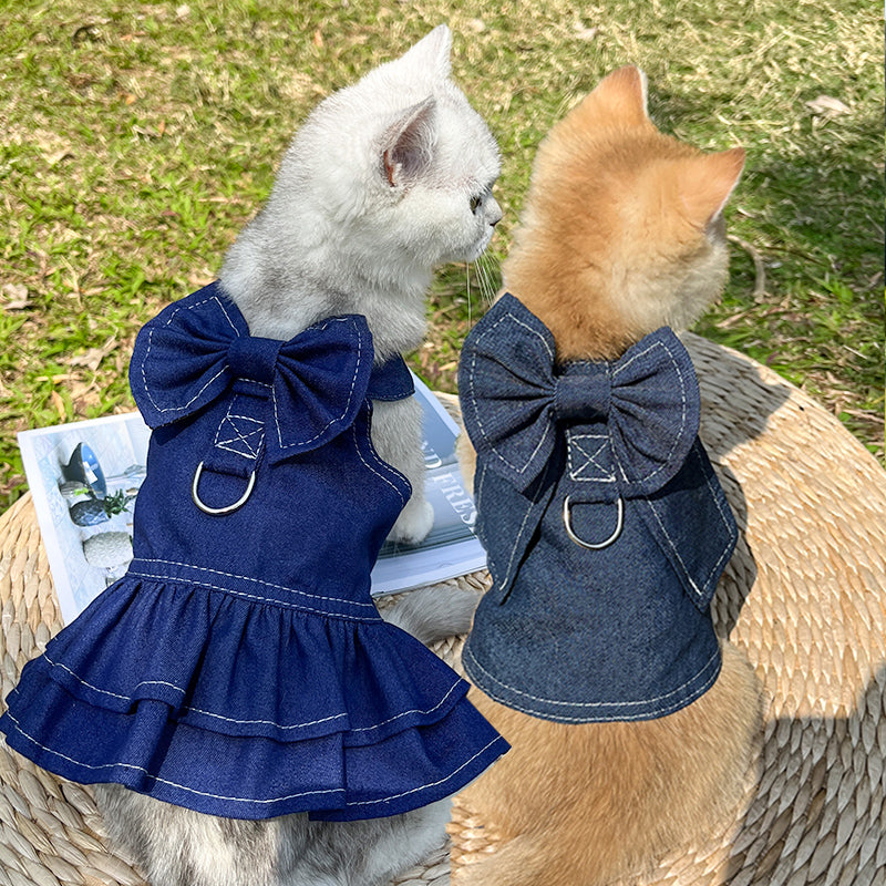 Denim Cat Dress Cat Shirt Cat Clothes Girl Cat Clothes Cat Lover Gifts Cute Designer Cat Clothes