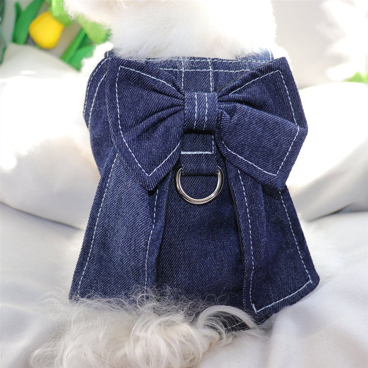 Denim Dog Shirt With Harness Small Dog Clothes Cat Clothes Puppy Clothes Girl Dog Clothes Dog Costume Dog Lover Gifts Cute Designer Dog Clothes