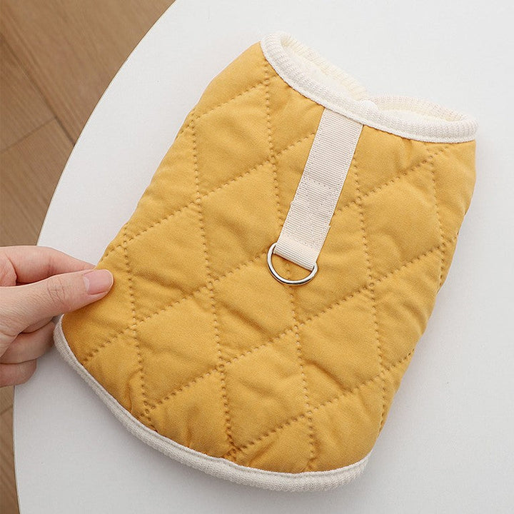 diamond stitch fleece jacket vest with hook for cats and dogs