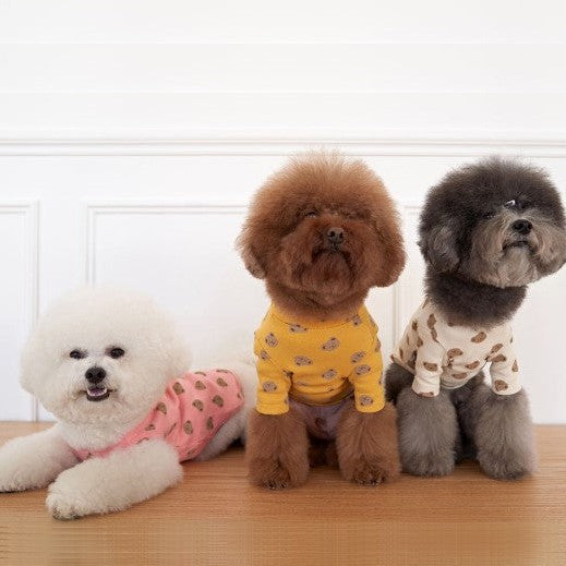 Bear Print Round Neck Pet Top