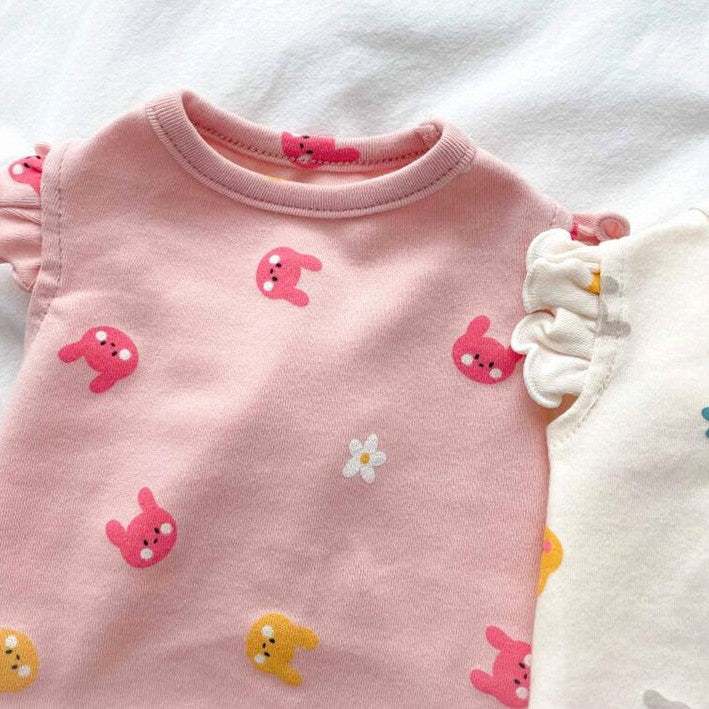 Cute Bunny Ruffle Short Sleeve Pet Top