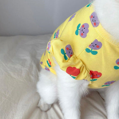 Puff Sleeve Smiley Tulip Dog Clothes