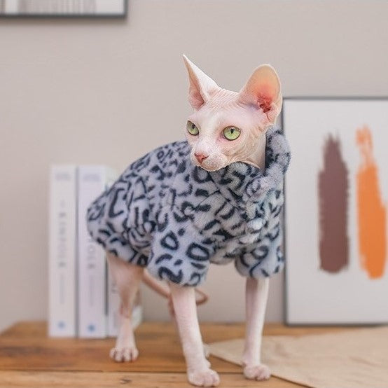 Extra Warm Sphynx Jackets Sphynx Cat Faux Fur Coat In Gray Color