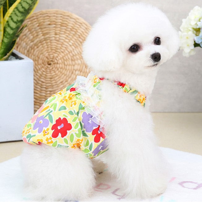 Flower Print Dog Dress, Dog Clothes Girl, Puppy Clothes, Cat Clothes, Small Dog Clothes, Cute Dog Dress, Girl Dog Clothes, Dog Lover Gifts
