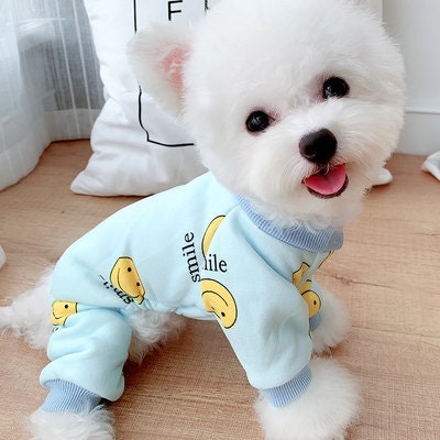 Smiley InnerFleece Dog Clothes Puppy Clothes Cat Clothes Four-legged Pet Clothes Bichon Yorkshire Pomeranian Small Dog Teddy Dog Fall Winter