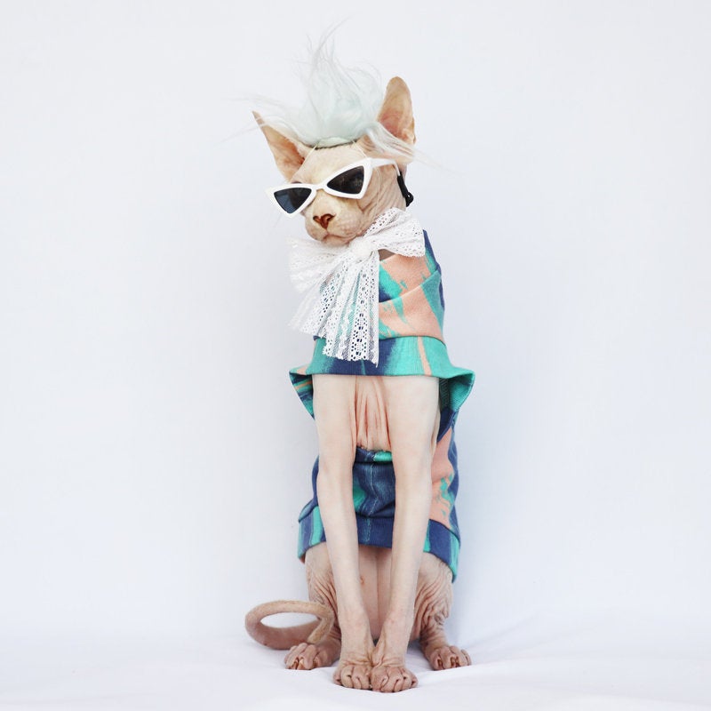 Abstract Summer Sphynx Clothes, Devon Rex, Cat Clothes, Cat Tops, Spring Sphynx Cat Clothes, Cotton, Sphynx Tee Shirts, Sphinx Clothes