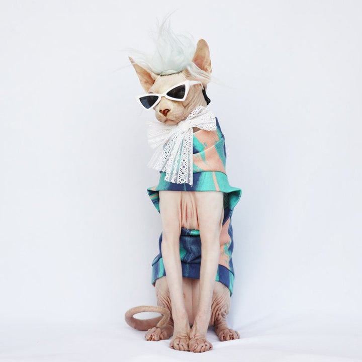 Abstract Summer Sphynx Clothes, Devon Rex, Cat Clothes, Cat Tops, Spring Sphynx Cat Clothes, Cotton, Sphynx Tee Shirts, Sphinx Clothes