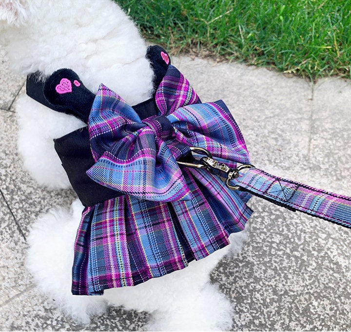 Pet Harness Dress and Leash Set Cute Elegant Dog Clothes Puppy Harnesses Vest for Big Bow Cat Clothes Leash Lead Small Dogs Puppy Leash