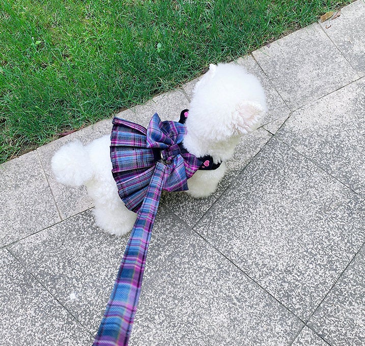 Pet Harness Dress and Leash Set Cute Elegant Dog Clothes Puppy Harnesses Vest for Big Bow Cat Clothes Leash Lead Small Dogs Puppy Leash