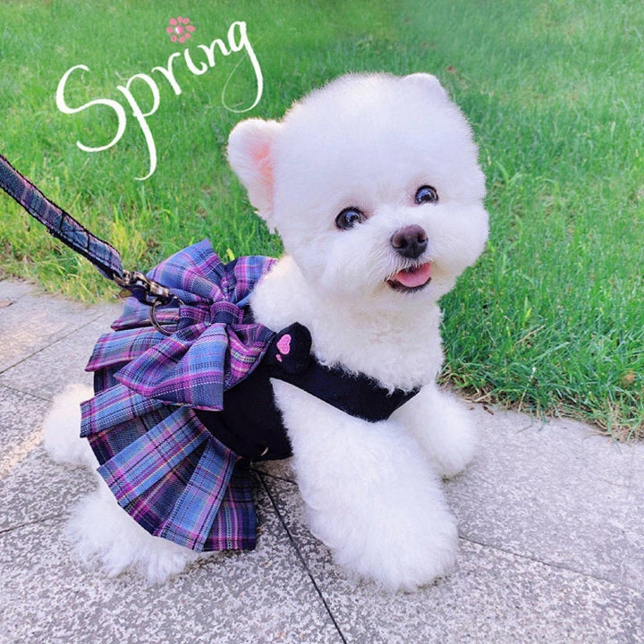 Pet Harness Dress and Leash Set Cute Elegant Dog Clothes Puppy Harnesses Vest for Big Bow Cat Clothes Leash Lead Small Dogs Puppy Leash
