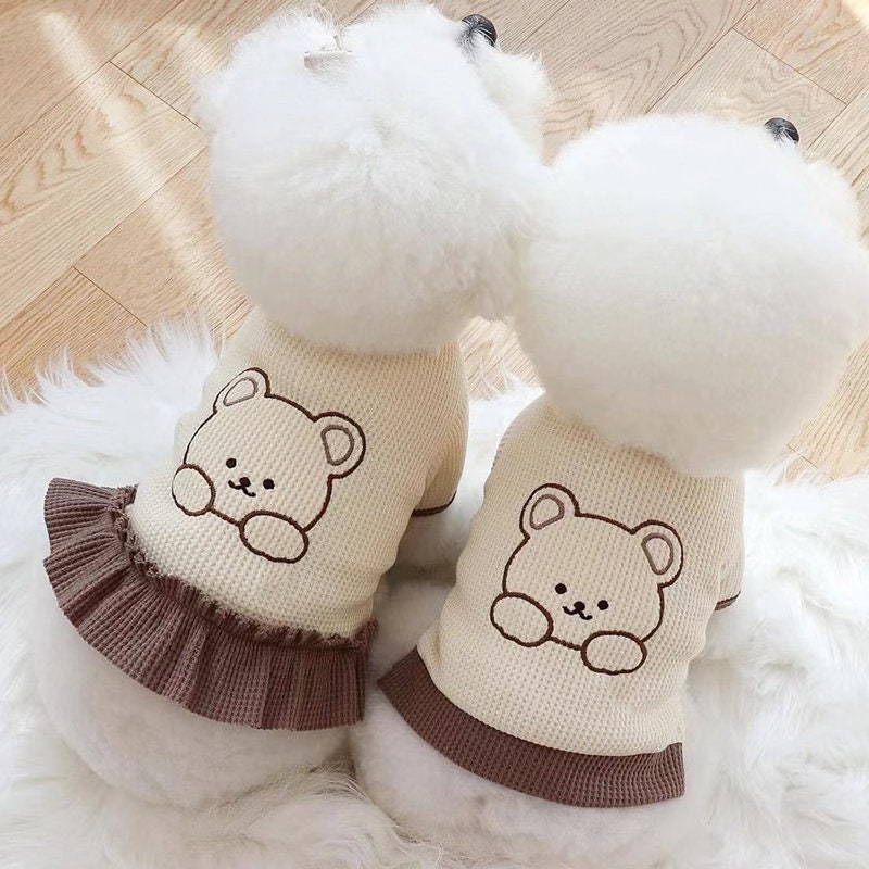 Cute Bear Waffle Dog Dress Dog Shirt Small Dog Clothes Cat Clothes Puppy Clothes Dog Costume Dog Lover Gifts Cute Designer Dog Clothes