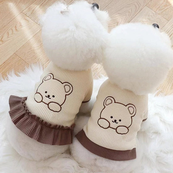 Cute Bear Waffle Dog Dress Dog Shirt Small Dog Clothes Cat Clothes Puppy Clothes Dog Costume Dog Lover Gifts Cute Designer Dog Clothes