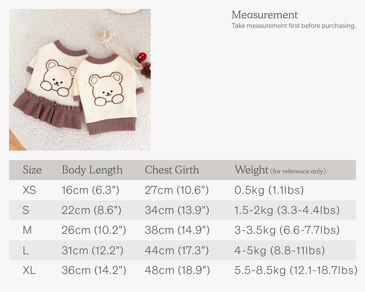 Cute Bear Waffle Dog Dress Dog Shirt Small Dog Clothes Cat Clothes Puppy Clothes Dog Costume Dog Lover Gifts Cute Designer Dog Clothes