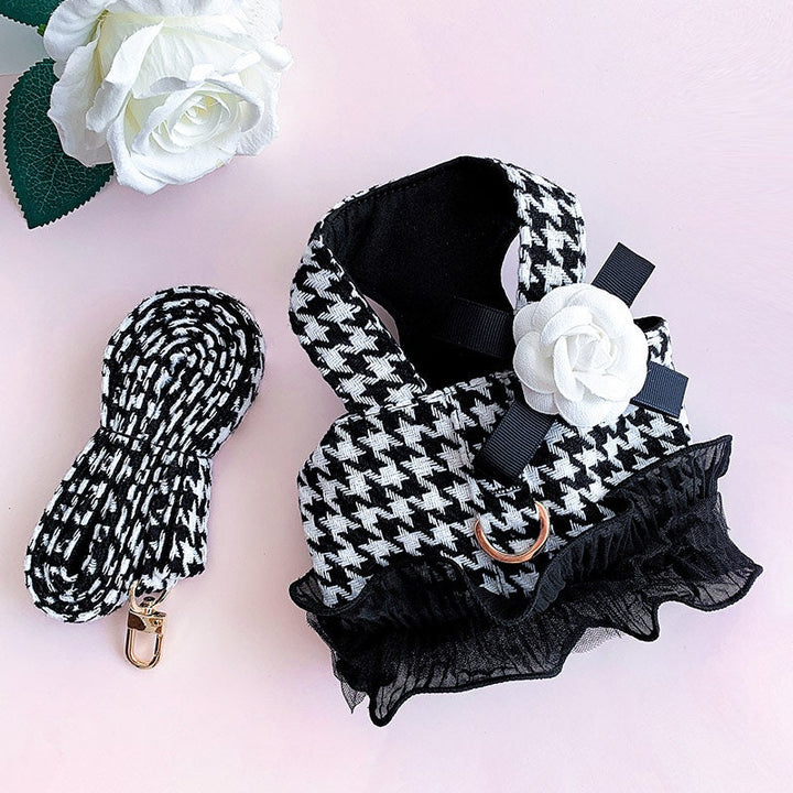 Pet Harness Dress and Leash Set Cute Elegant Dog Clothes Puppy Harnesses Vest for Big Bow Cat Clothes Leash Lead Small Dogs Puppy Leash