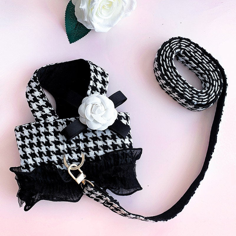 Pet Harness Dress and Leash Set Cute Elegant Dog Clothes Puppy Harnesses Vest for Big Bow Cat Clothes Leash Lead Small Dogs Puppy Leash